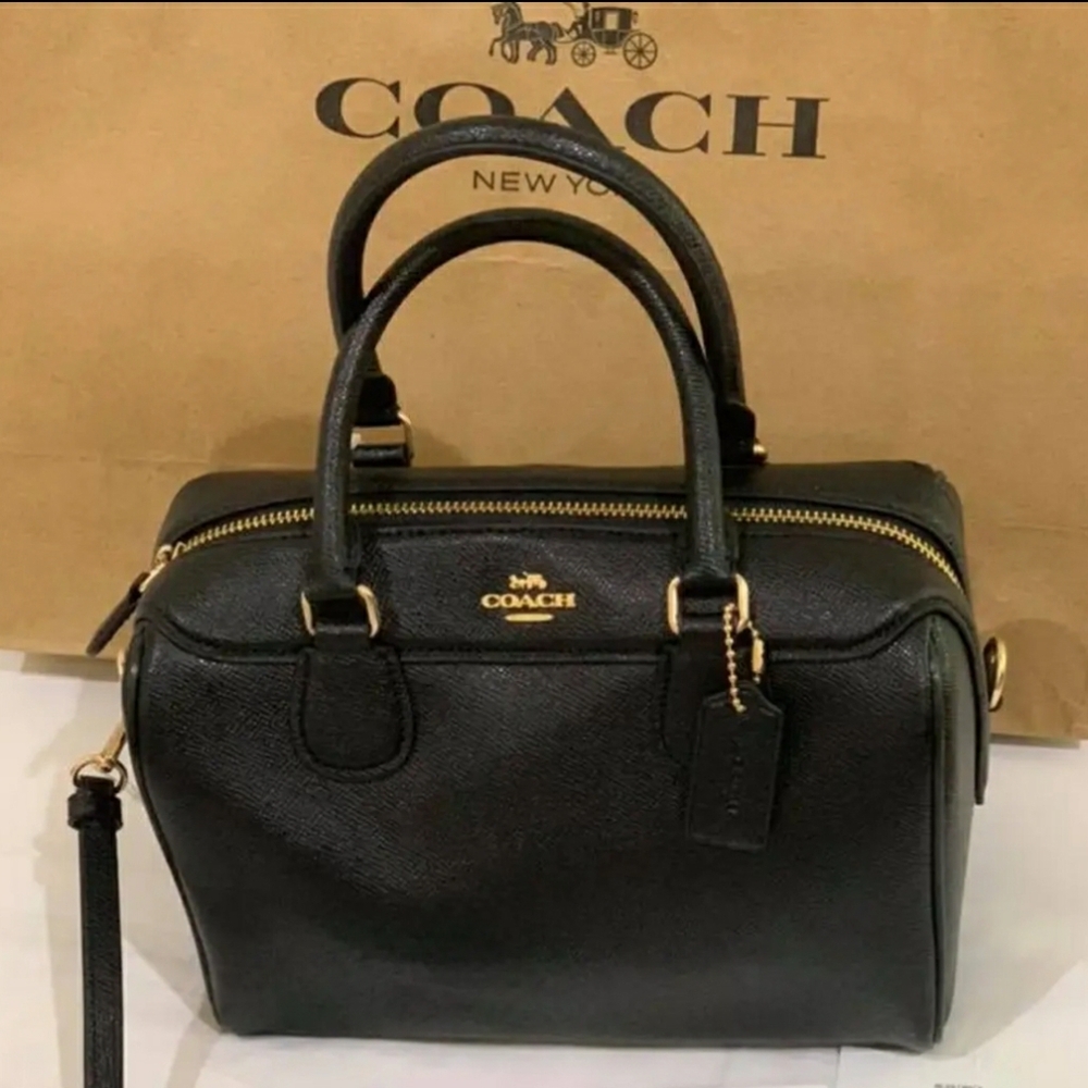 COACH Designer Black 2 way Mini Bennett Satchel Doctor Bag Purse Handbag
